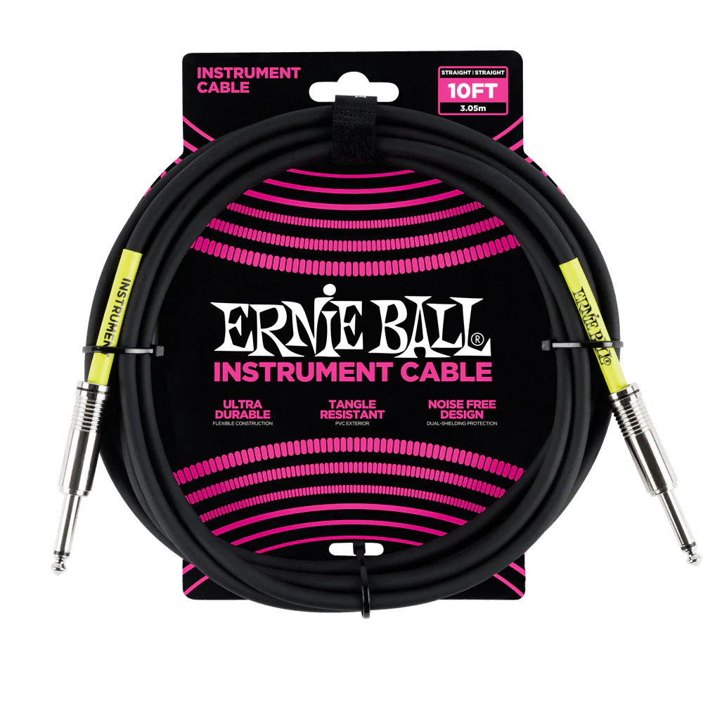 Ernie Ball P06048 Straight to Straight Black Instrument Cable - 3 Metre