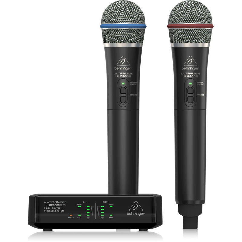 Behringer ULTRALINK ULM302MIC 2.4 GHz Digital Wireless System with 2 Handheld Microphones and Receiver