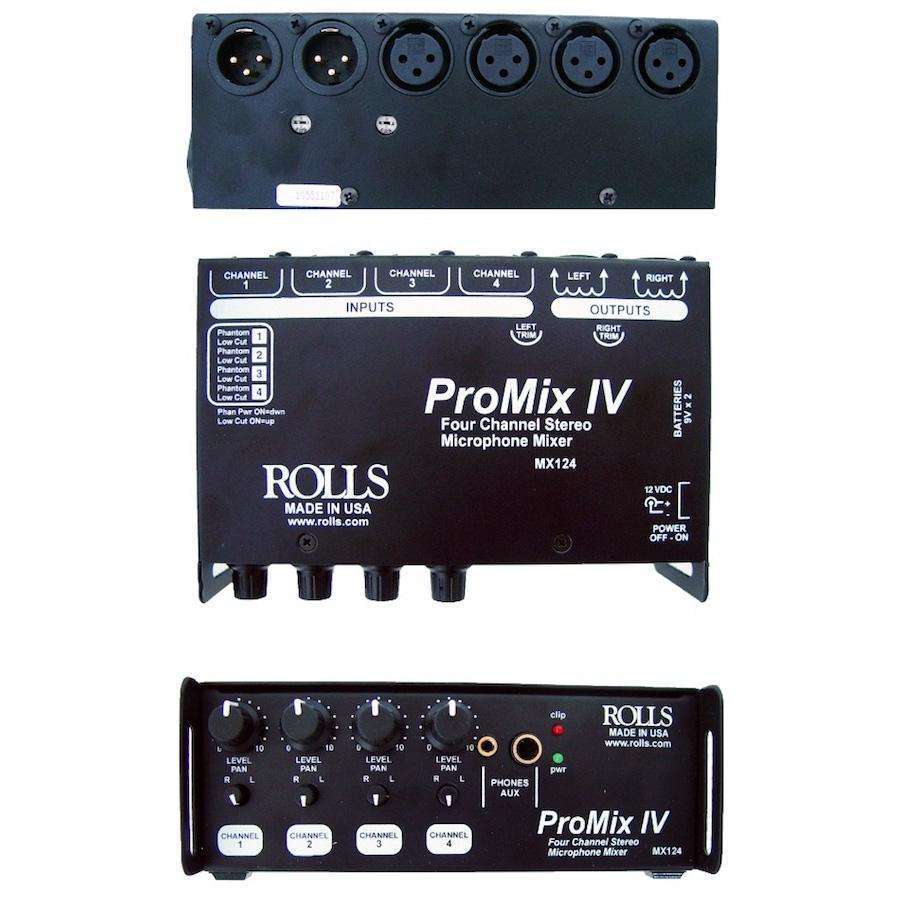 Rolls MX124 ProMix IV 4 Channel Stereo Battery and AC Powered Mixer