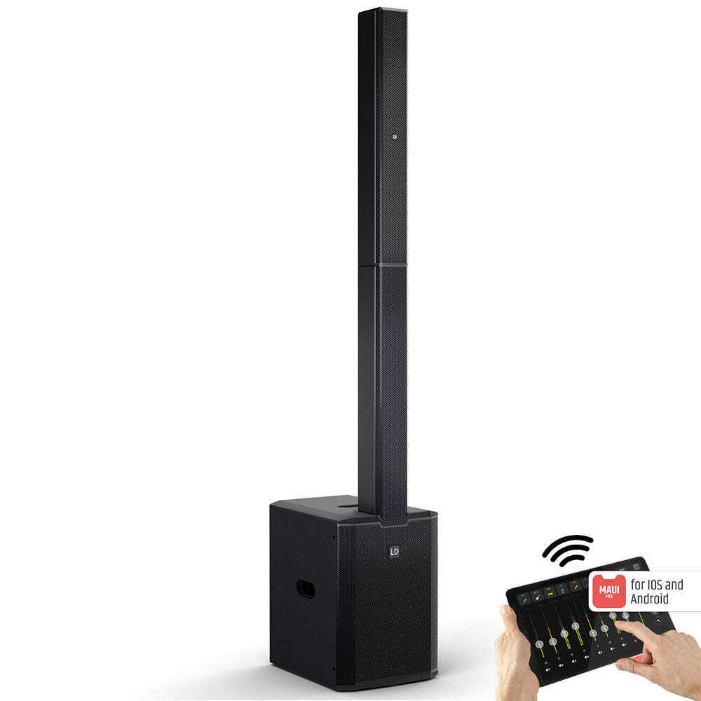 LD Systems MAUI28G3MIX Portable Cardioid Column PA w/ Digital Mixer - Black