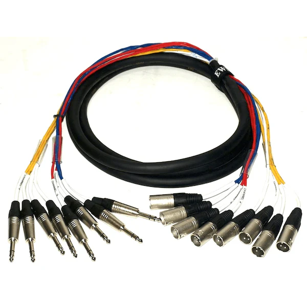 EWI KTMS810 TRS Jack to Male XLR 22 Gauge with 100% Shielding 8 Channel Loom - 10 Feet