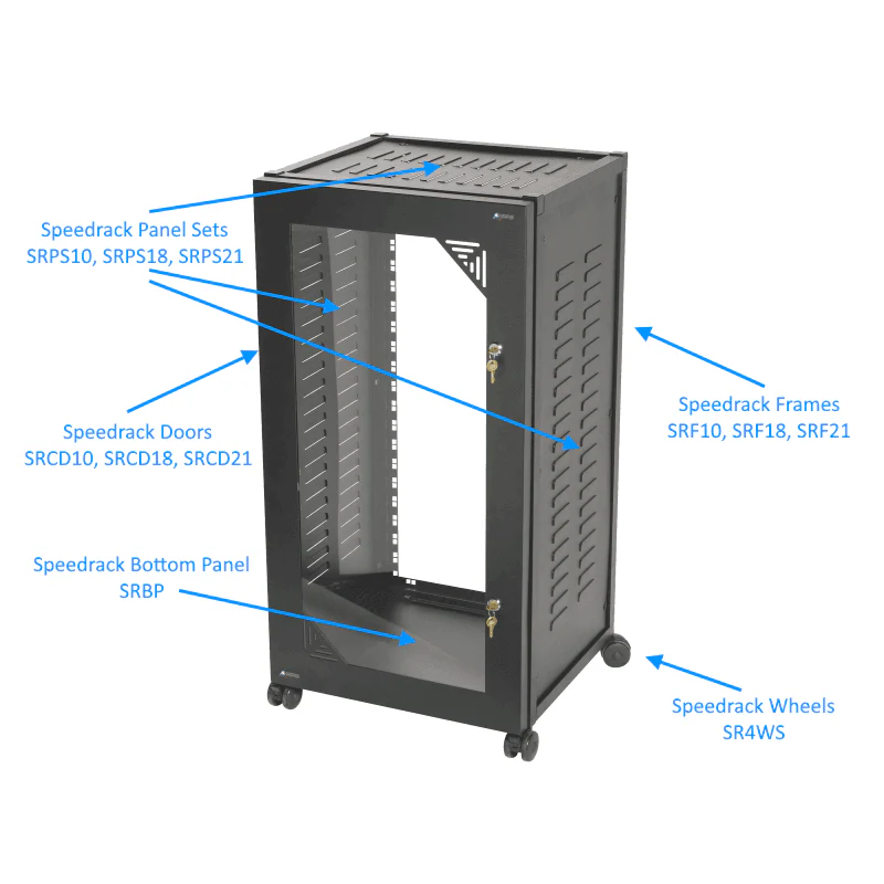 Australian Monitor SRCD10 Speedrack 10RU Lockable Clear Door