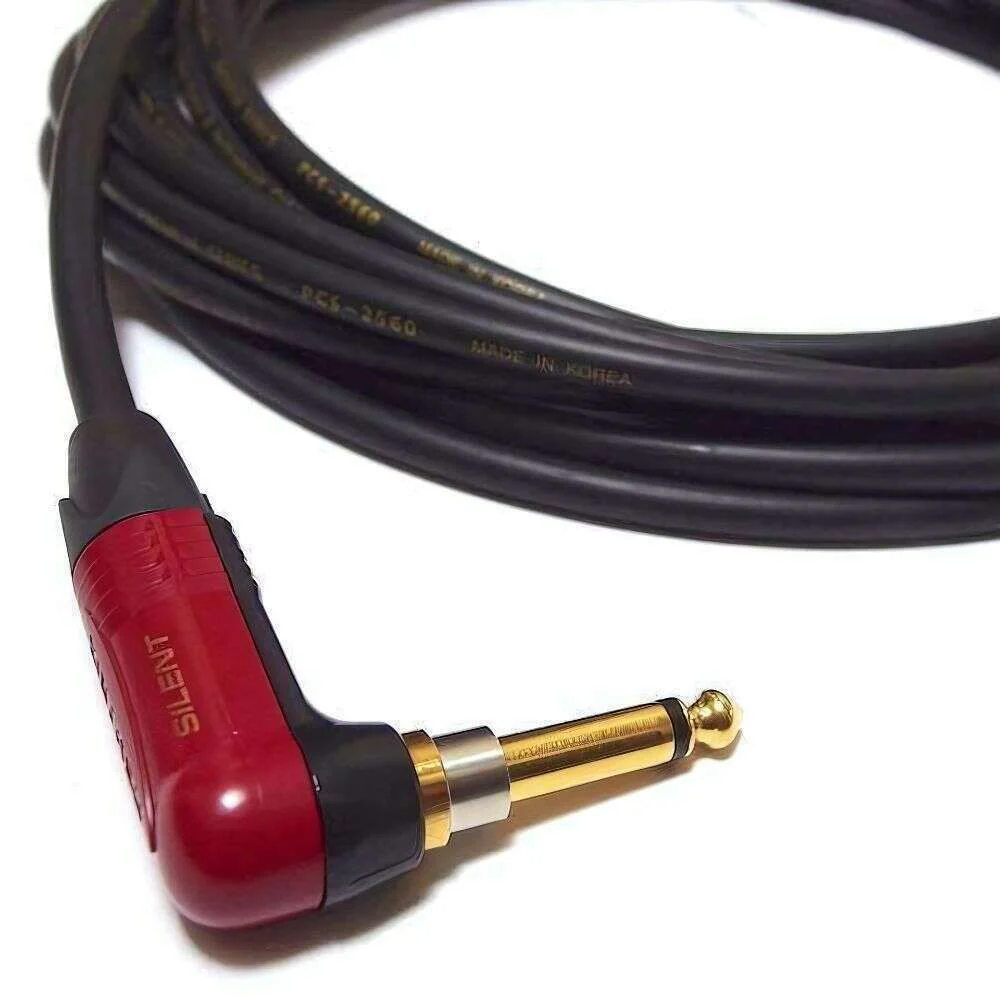 Neutrik NP2RX-AU-SILENT Gold Plated Right Angled Jack Premium Guitar Cable - 3, 6 or 9 Metre