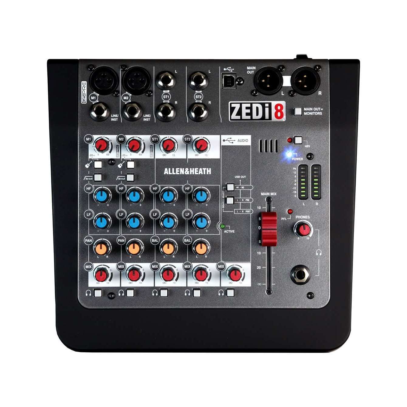 Allen & Heath ZEDi-8 Compact 6 Input Hybrid Mixer with 2 In/2 Out  24-bit/96kHz USB Interface