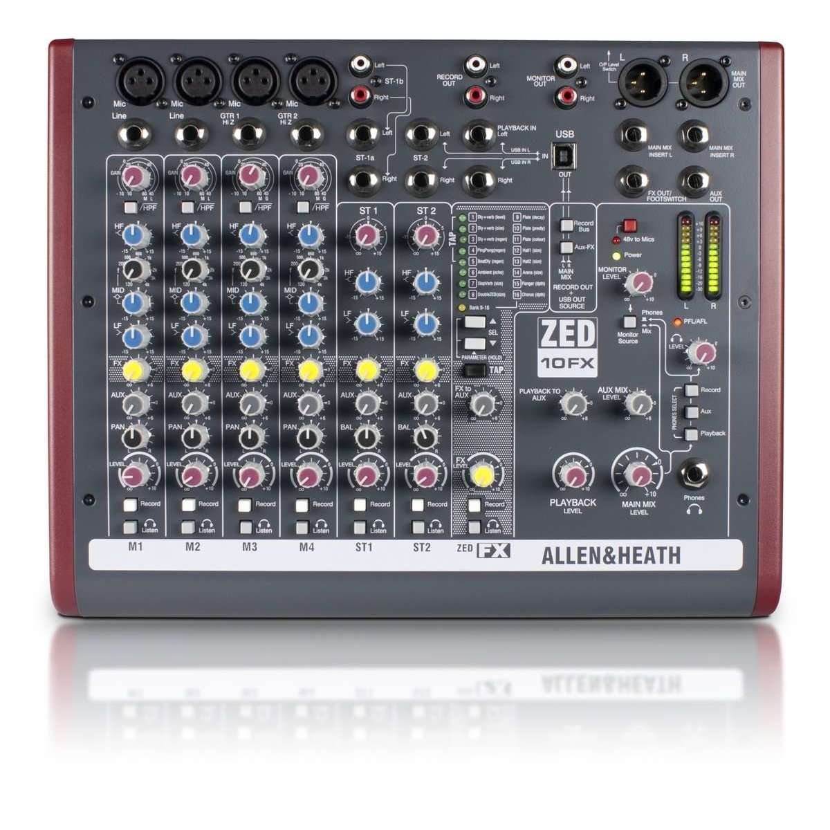 Allen & Heath ZED10FX 4 Mono + 3 Stereo Input Mixer with 3-band Mid-Sweep EQ and Digital FX