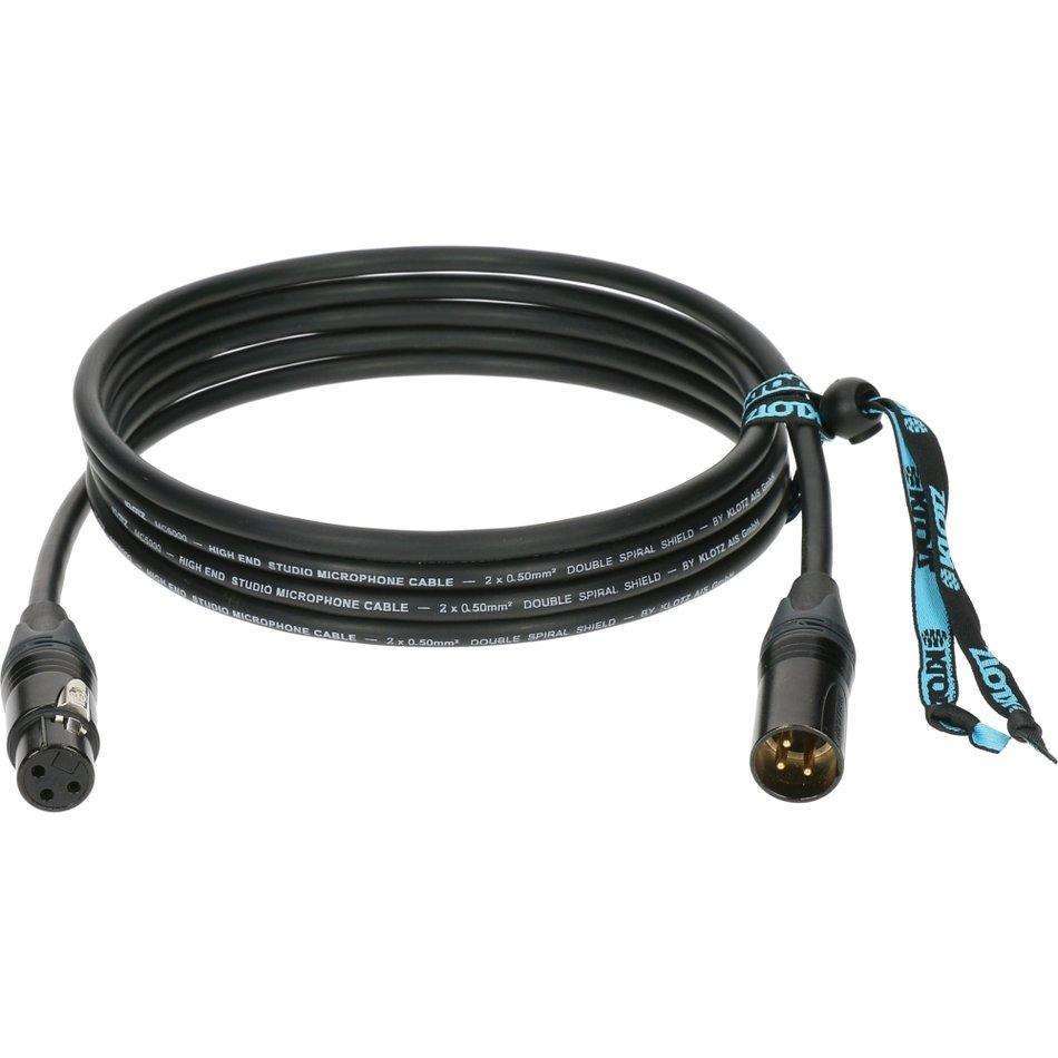 Klotz M5FM10 Double Bare Copper Spiral Shield Microphone Cable with Neutrik Black/Gold Pin XLR Connectors - 3,6 & 10M