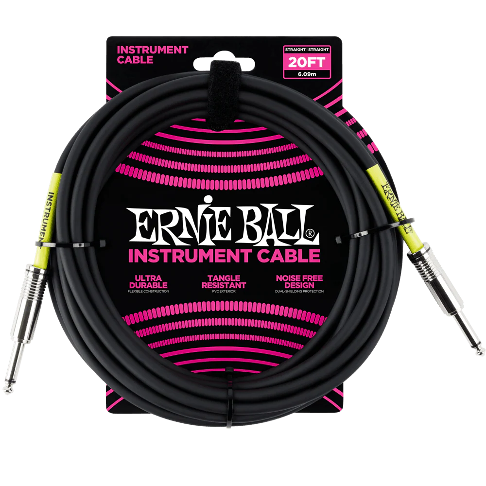 Ernie Ball P06046 Straight to Straight Black Instrument Cable - 6 Metre