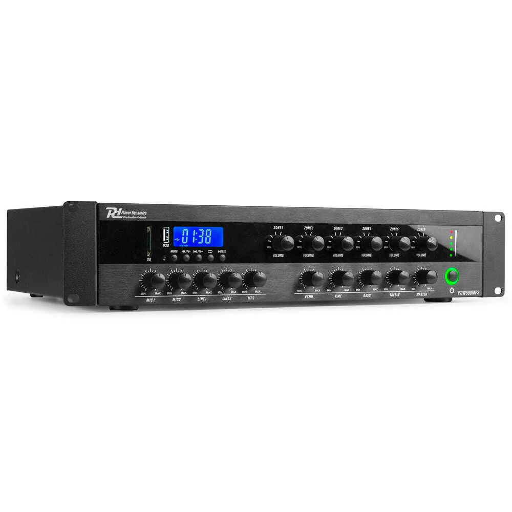 Power Dynamics PDW500MP3 500W 6 Zone Mixer Amplifer