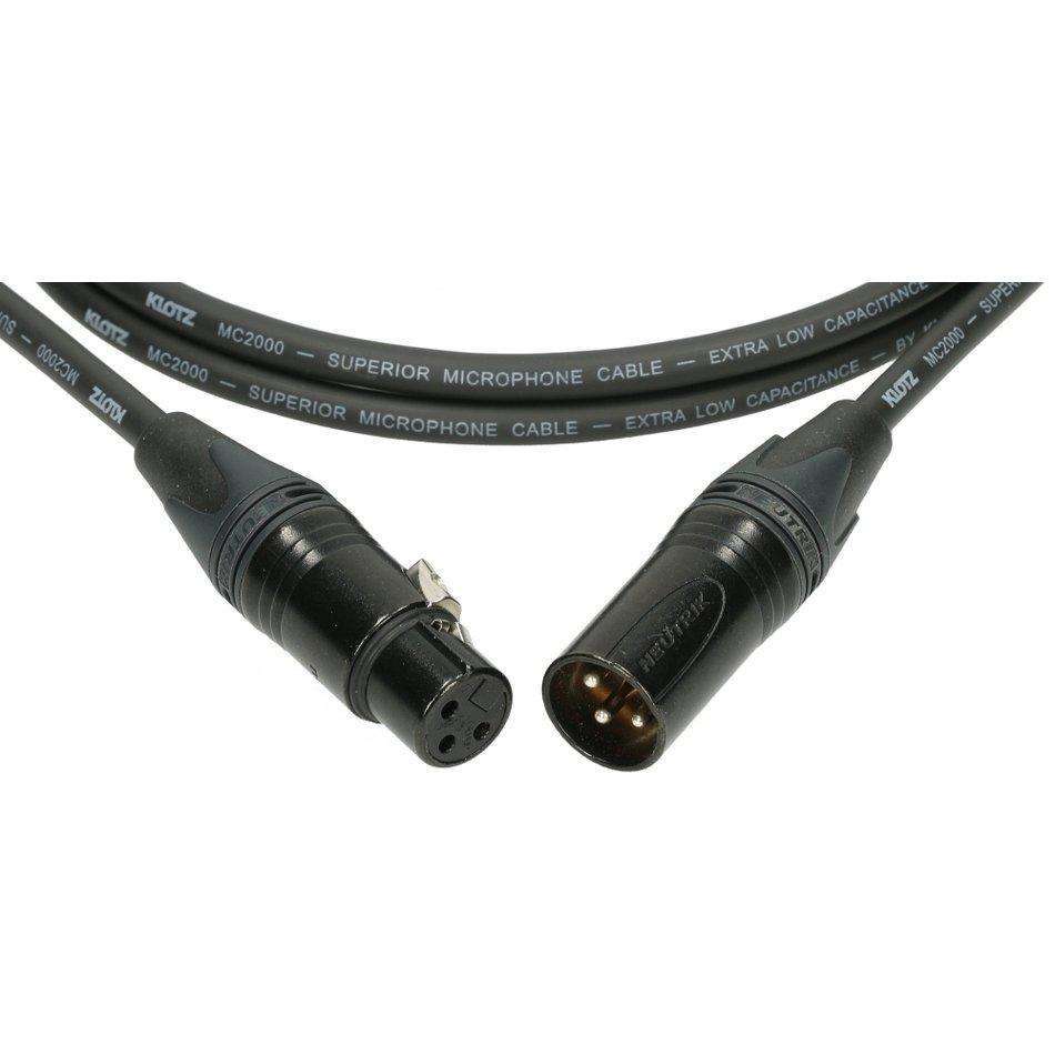 Klotz M2FM1 Neutrik Black Female to Male XLR Heavy Duty Microphone Cable - 3, 5, 10M