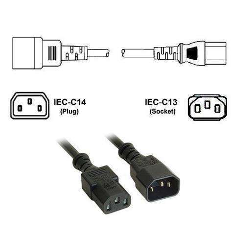 IEC-C13 Plug to IEC-C14 Socket Extension Power Cable (2 for 1 Offer)