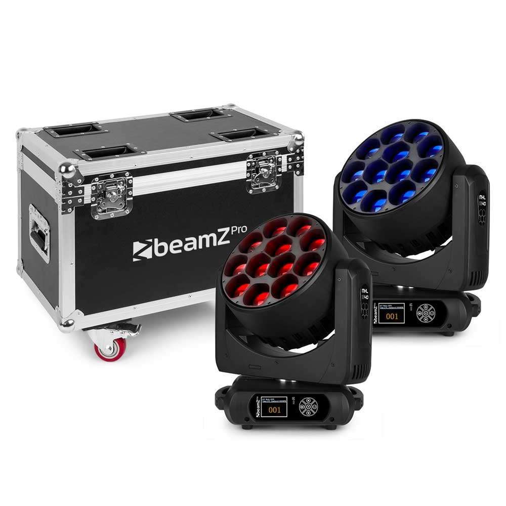 BeamZ MHL1240 12x40W Moving Head Zoom Pair in Roadcase
