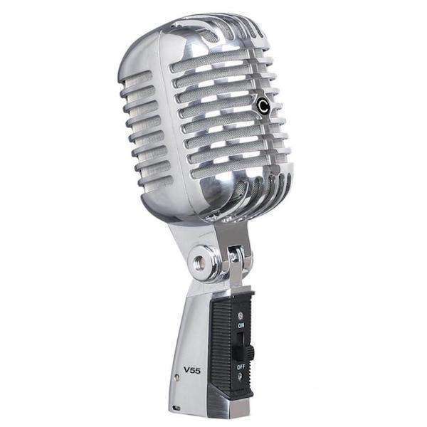 Classic V55 Vintage Dynamic Microphone Package (includes mic, straight round-based stand & cable)