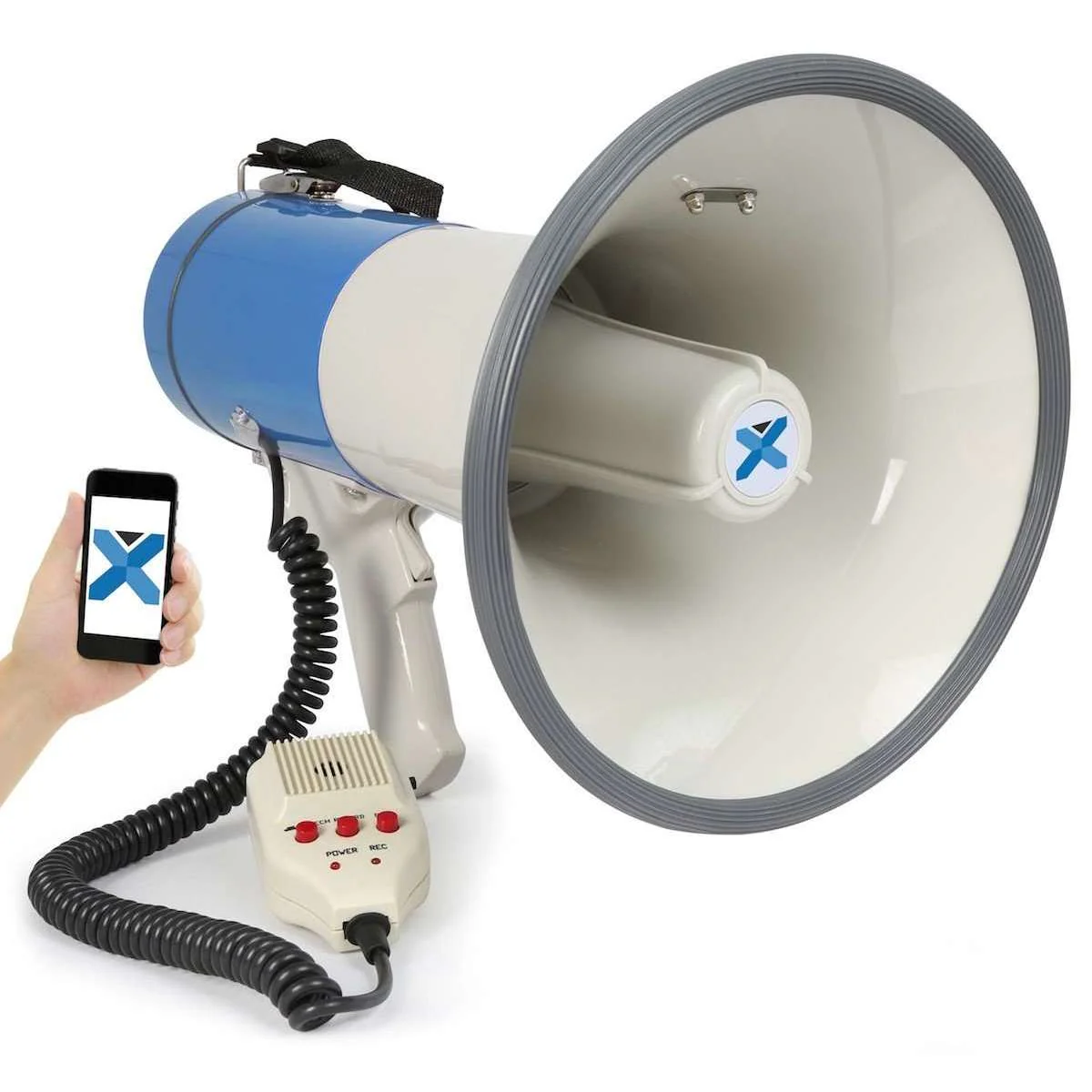 Vonyx 27 Watt (55 Watt max.) Over The Shoulder Style Megaphone with Bluetooth and Siren