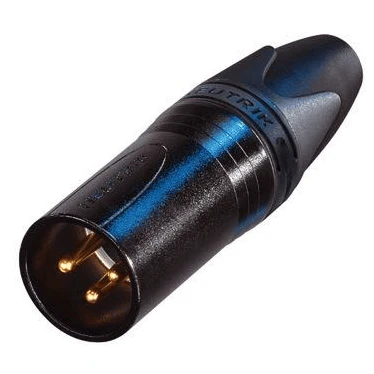 Neutrik NC3MXXB 3-Pin XLR Male Line Connector with black metal housing and gold contacts