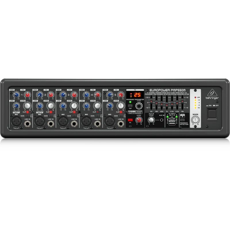 Behringer EUROPOWER PMP550M 500W 5-Channel Powered Mixer w/ KLARK TEKNIK Multi-FX Processor