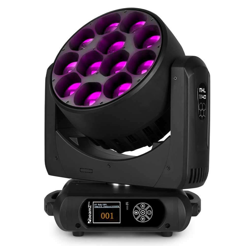 BeamZ MHL1240 12x40W Moving Head Zoom Pair in Roadcase