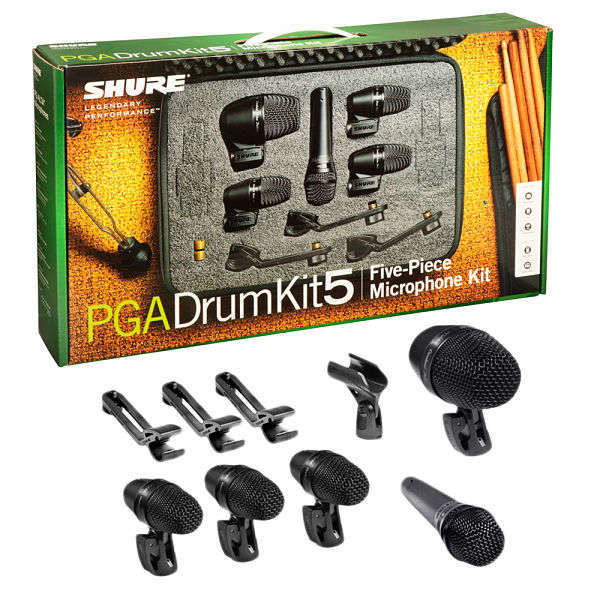 Shure PGADRUMKIT5 PGA 5 Piece Drum Microphone Kit - PGA52(X1), PGA56(X3), PGA57(X1)