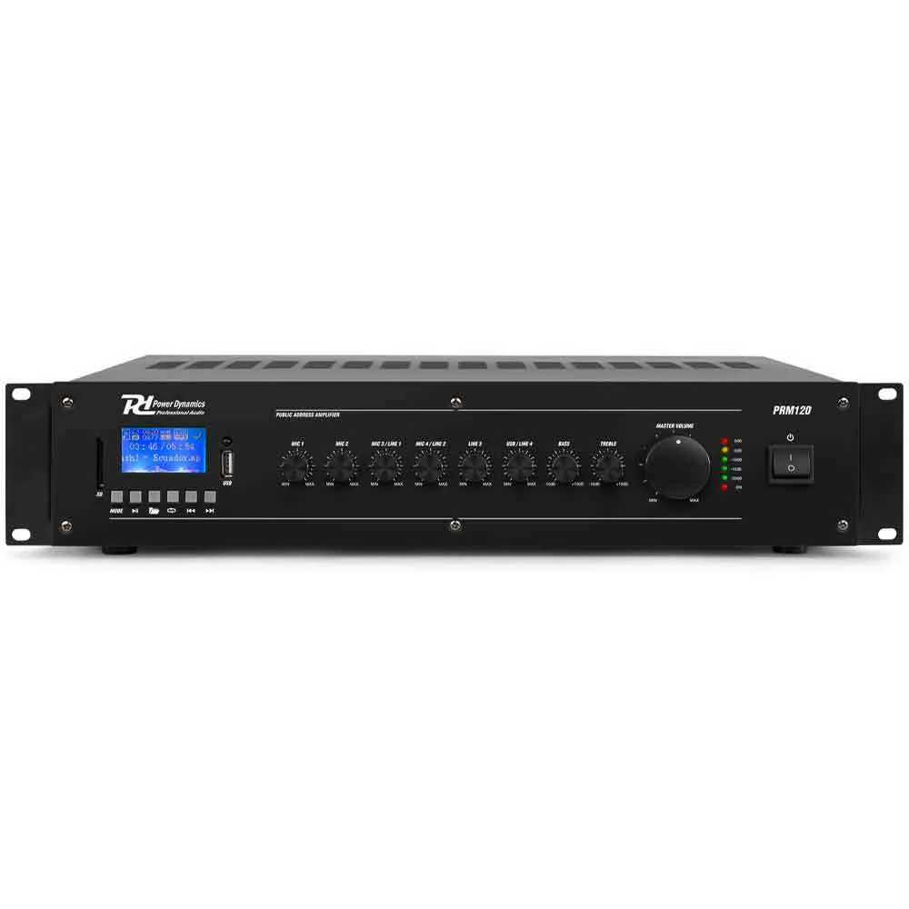 Power Dynamics PRM120 120W 100V 6 Channel Mixer/PA Amplifier