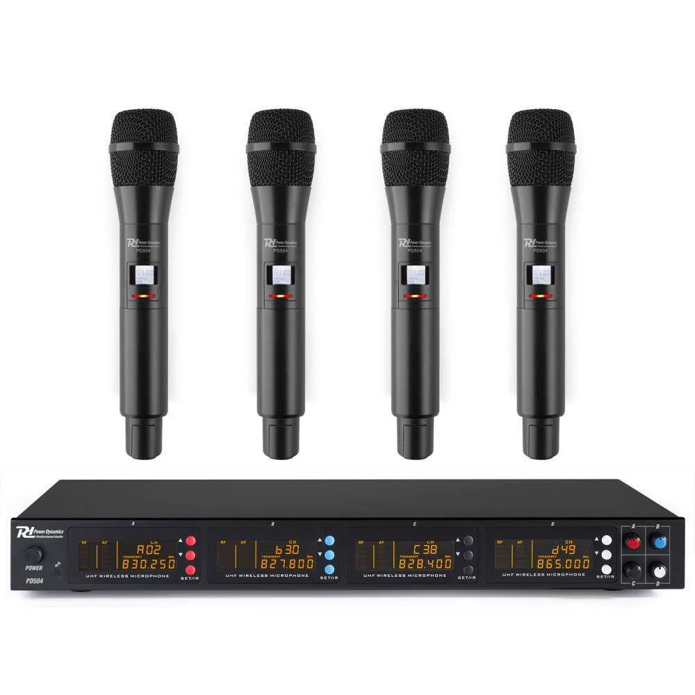 Power Dynamics PD504H 4X Handheld Wireless Microphone System (568 �C 582MHz)