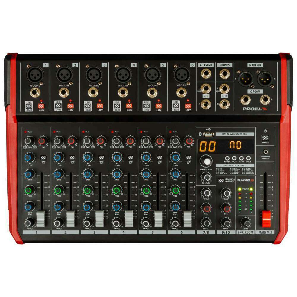 Proel PLAYMIX10 10 Channel Mixer with DSP and USB/BT Interface