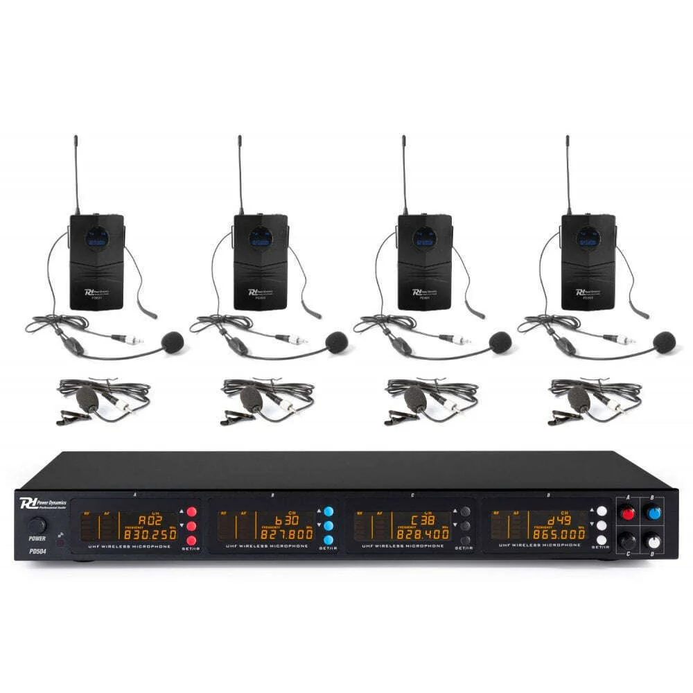 Power Dynamics PD504B 4X Wireless Bodypack Microphone Set (550 �C 585MHz)