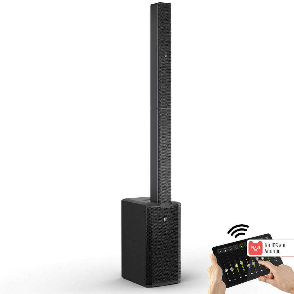 LD Systems MAUI11G3MIX Portable Cardioid Column PA w/ Digital Mixer - Black