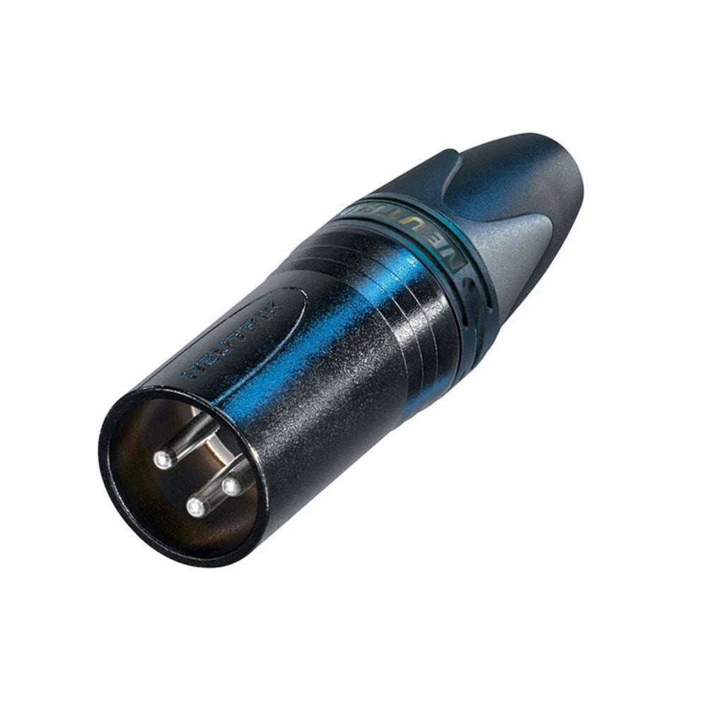 Neutrik NC3MXX-BAG 3-Pin XLR Male Line Connector with black metal housing and silver contacts