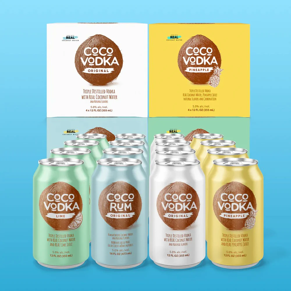 Coco Vodka & Rum Party Pack 16 Cans Bundle Pack (4x355ml)