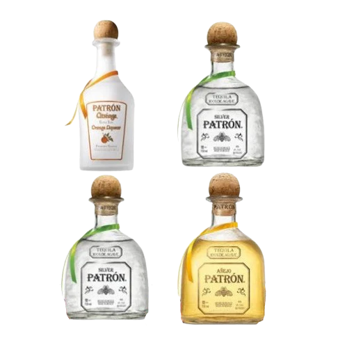 Patron Tequila Four Bottle Bundle (One 375ml, Three 750ml)