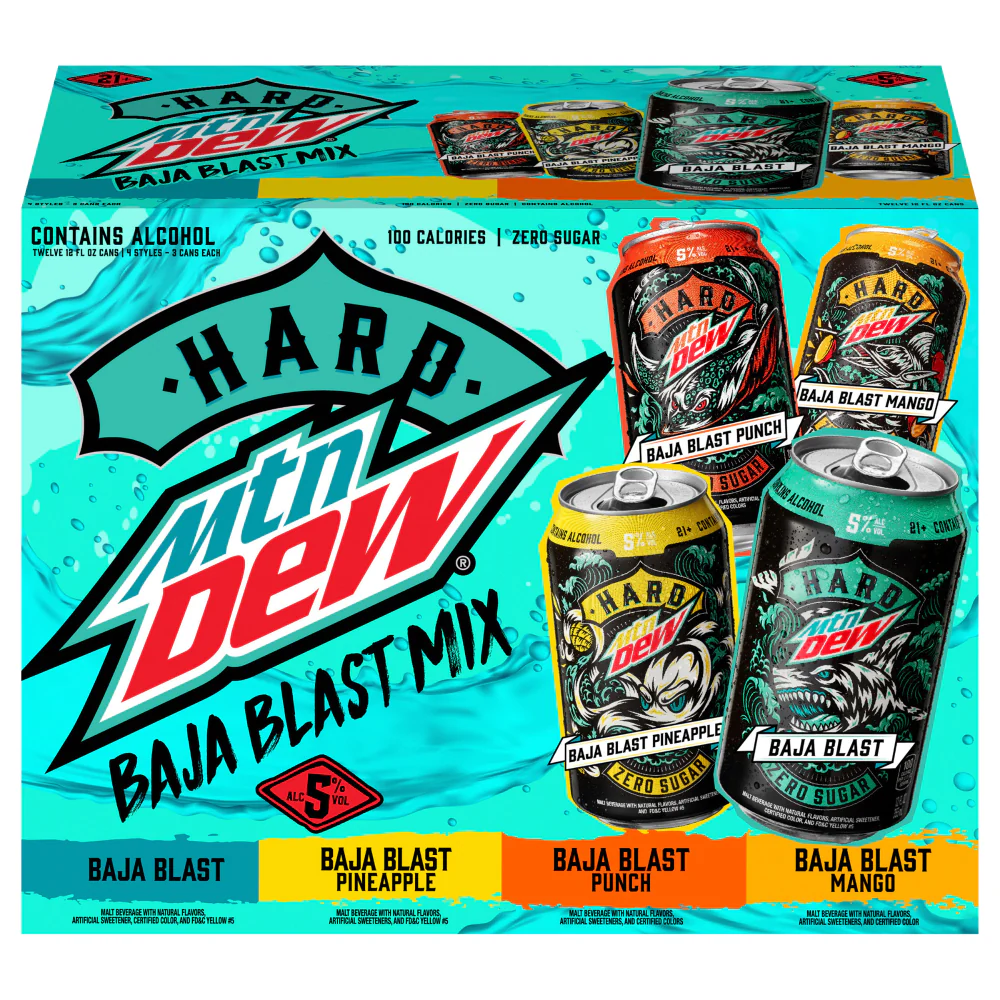Mtn Dew Malt Beverage, Hard, Baja Blast Mix - 12 Pack