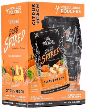 Big Machine Vodka Double Spiked Citrus Peach Pouches (4x200ml)