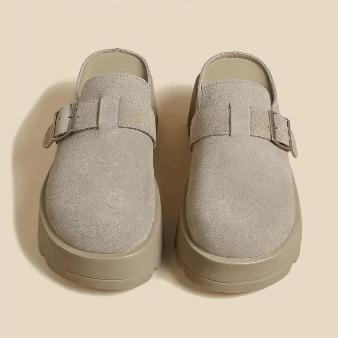 Sabots plateforme 7cm gris - ��l��vation sophistiqu��e discr��te - MAX FOR ME