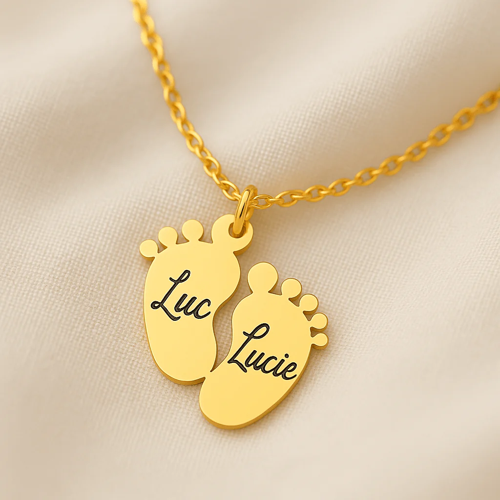 Collier Personnalis�� Petits Pieds �C Deux Pr��noms