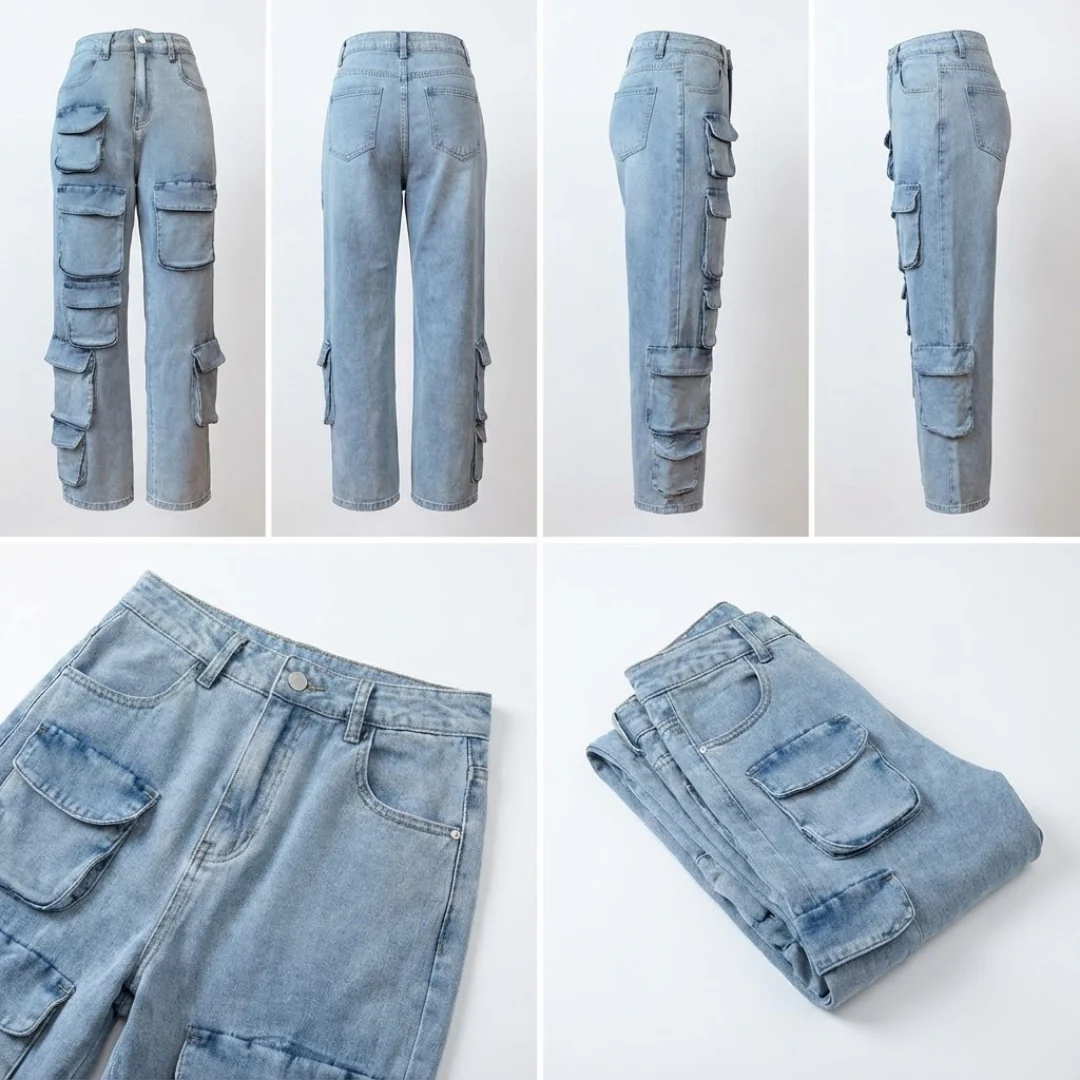 Pantalon jean cargo femme