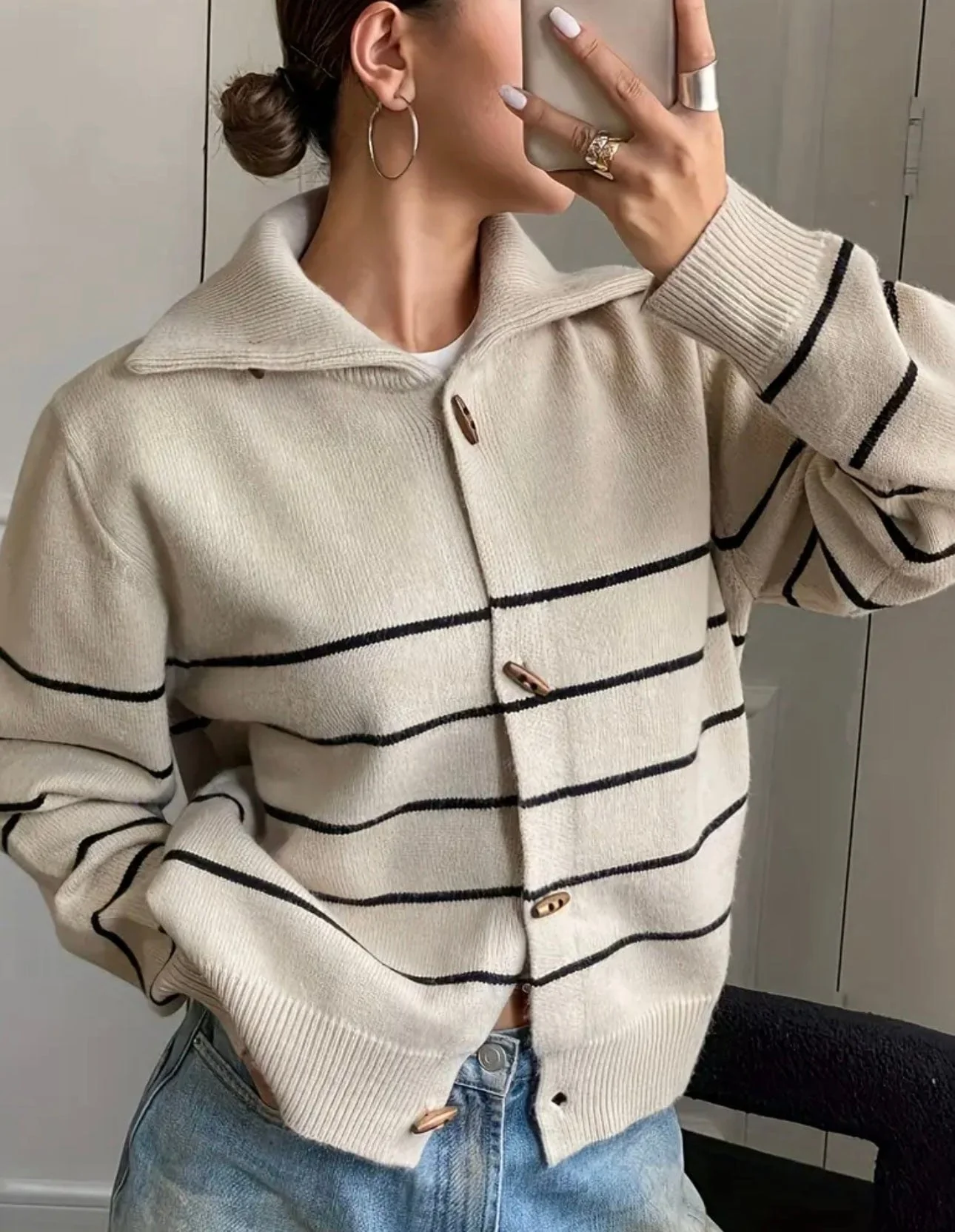 Cardigan zipp�� �� col polo ray�� - chic et d��contract�� au quotidien - MAX FOR ME