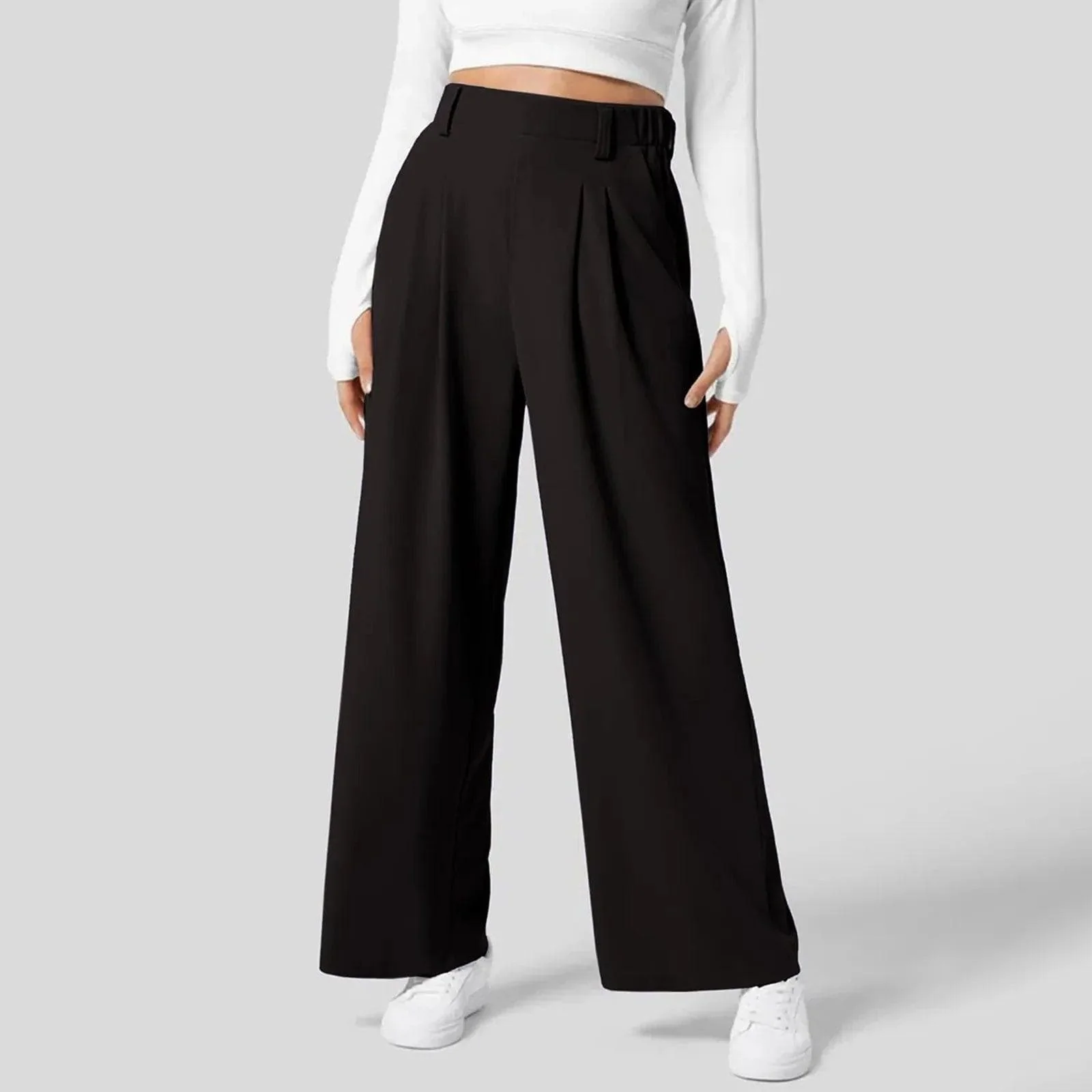 Pantalon large pliss�� �� taille haute - une allure chic et intemporelle - MAX FOR ME