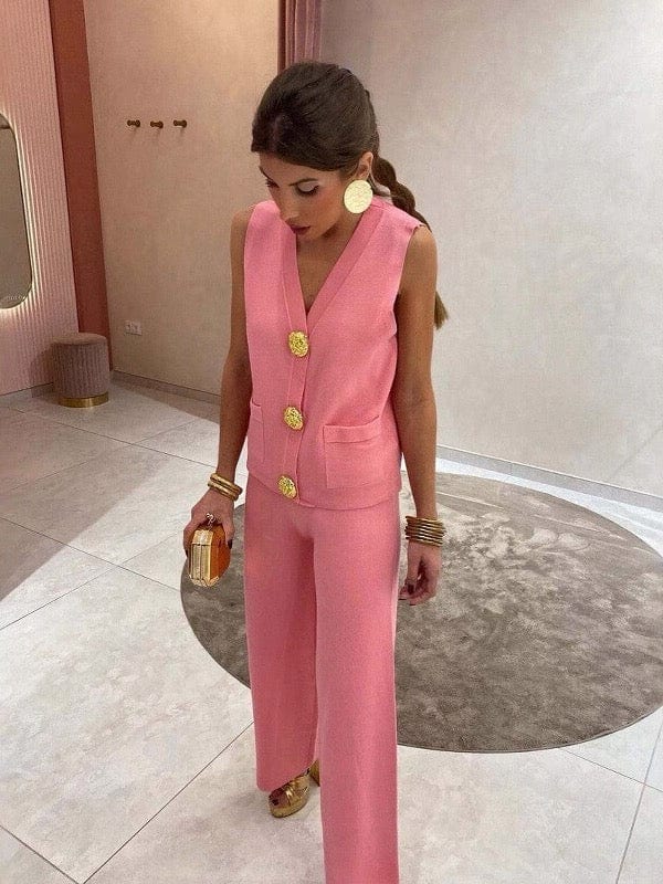 Ensemble gilet sans manches pantalon droit coordonn�� style moderne - sophistication ��pur��e - MAX FOR ME