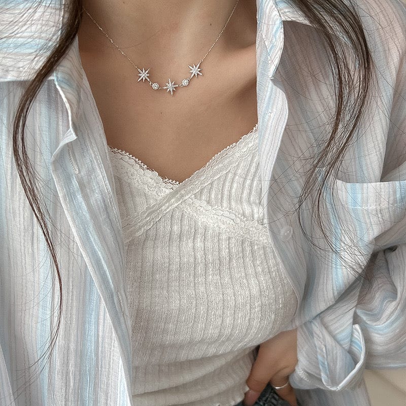 Collier ��toiles argent S925 strass constellation lumi��re ��ternelle MAX FOR ME