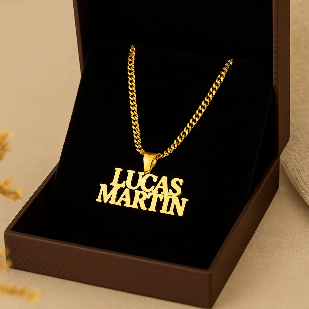 Duo Collier + bracelet personnalisé 2 prénoms coffret cadeau