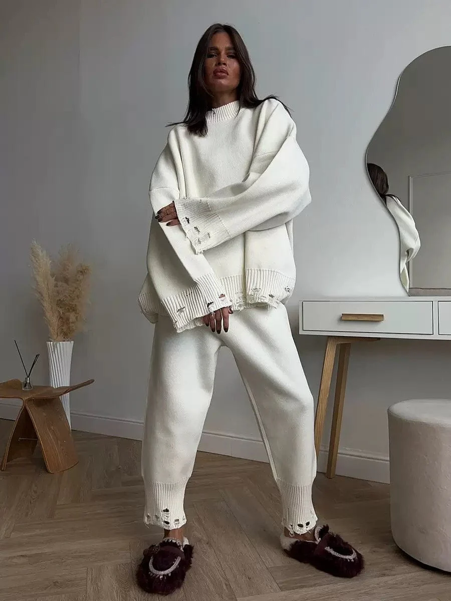 Ensemble pull d��tails trou��s pantalon - Style d��contract�� moderne - MAX FOR ME