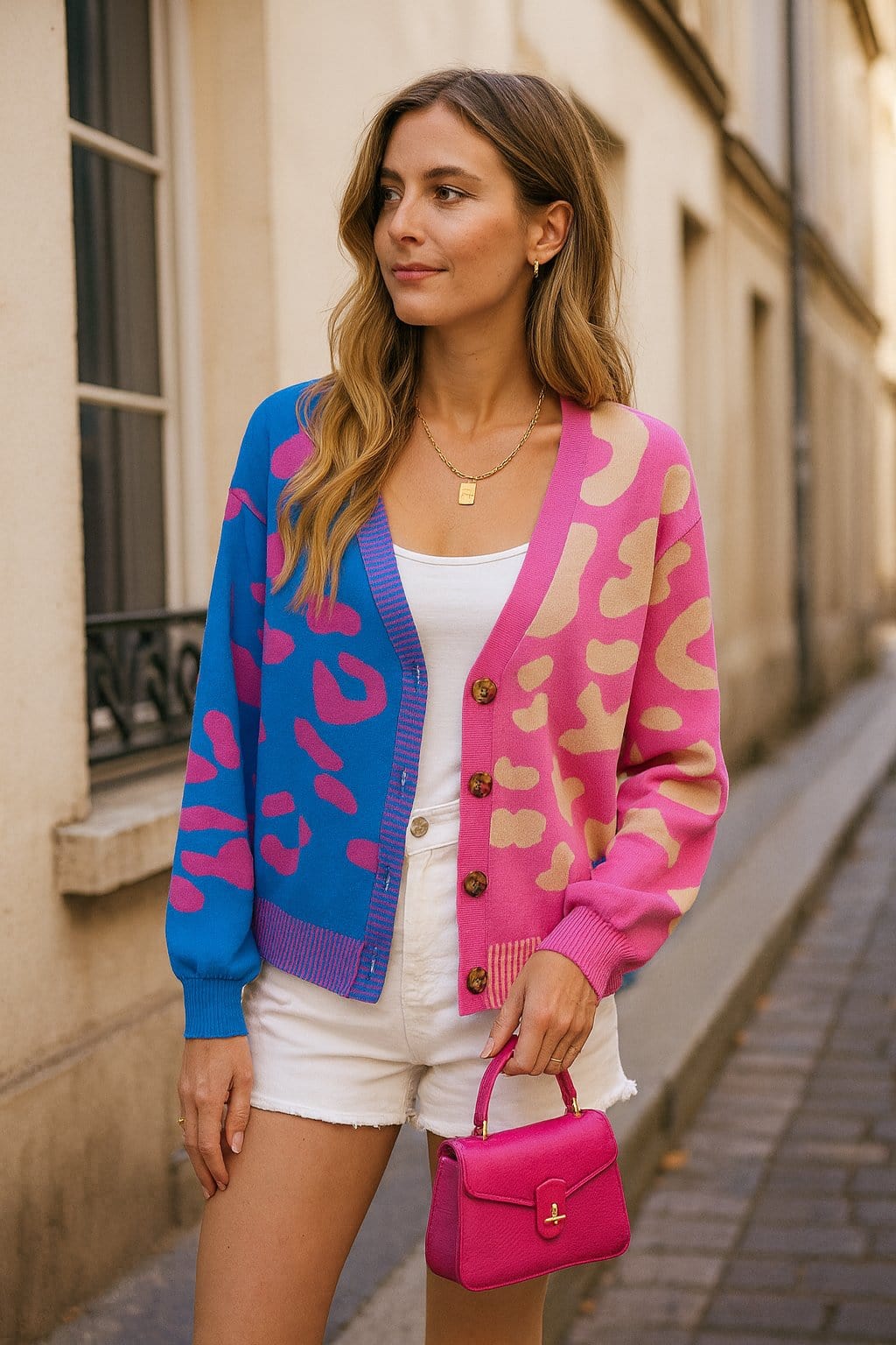 Cardigan l��opard bicolore en maille - un style audacieux et vibrant - MAX FOR ME