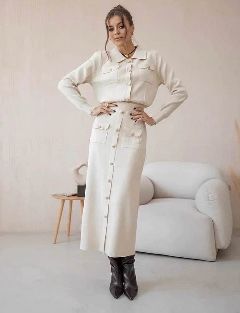 Ensemble deux pi��ces chic col �� revers pour un style moderne et ��l��gant - MAX FOR ME