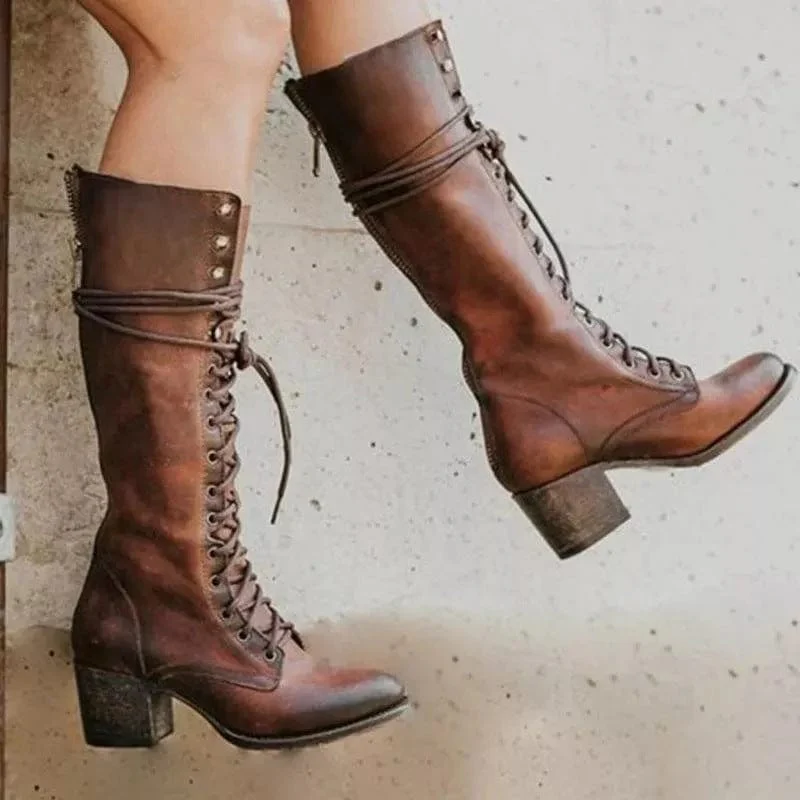 Bottes hautes cuir �� lacets - Caract��re authentique assum�� - MAX FOR ME