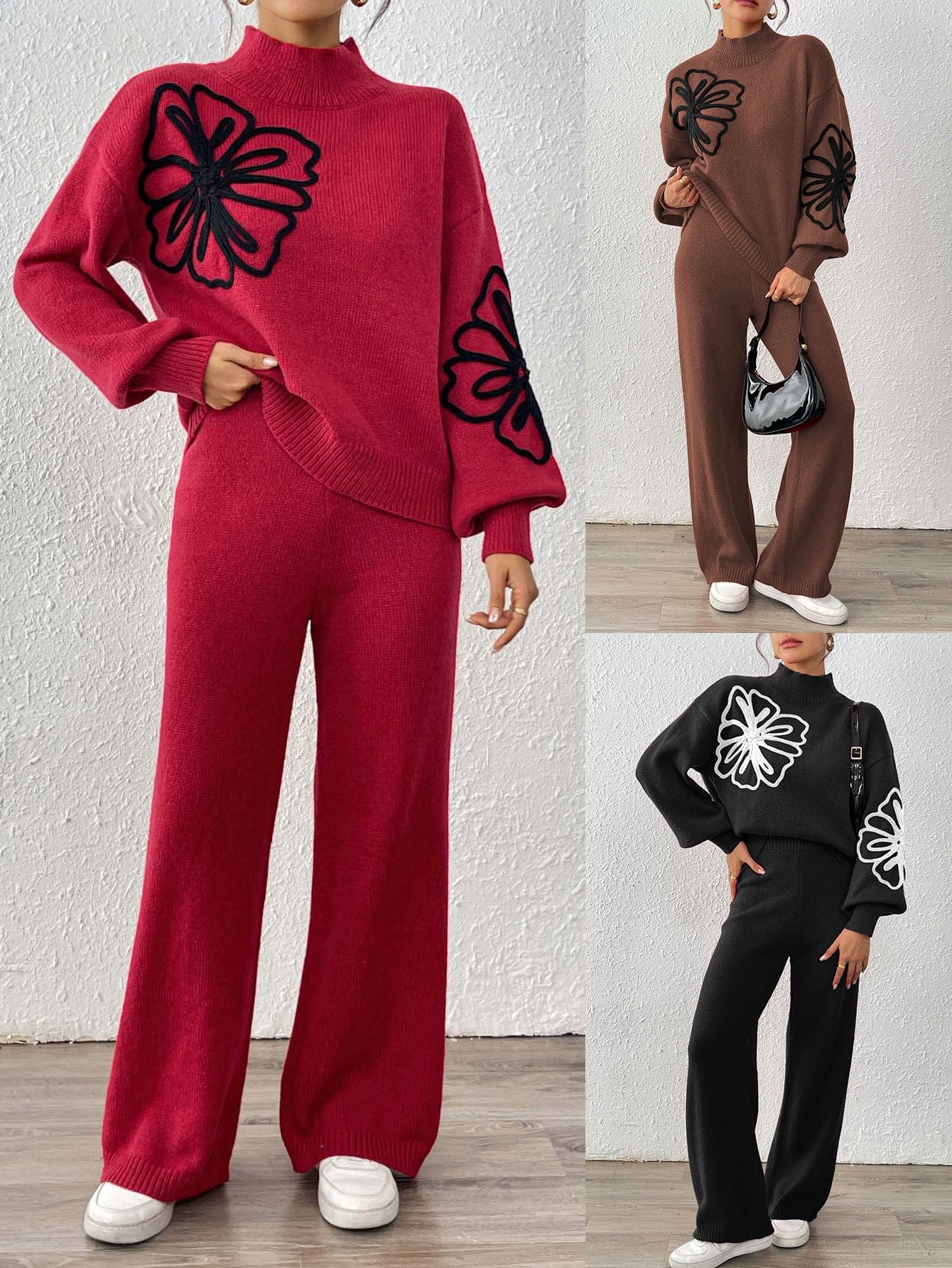 Ensemble femme papillon - pull maille et pantalon large confort optimal - MAX FOR ME