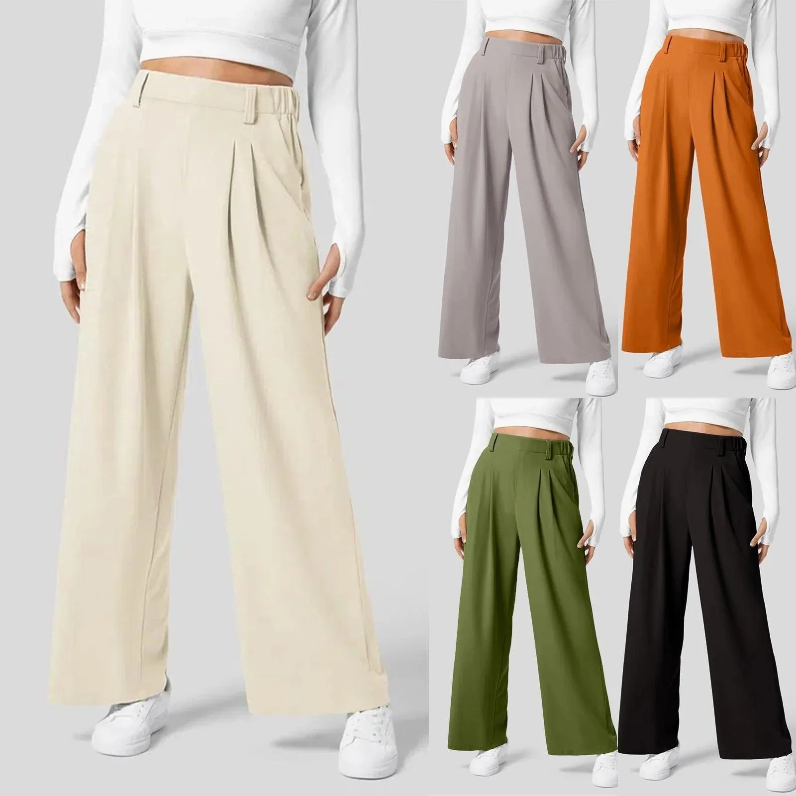 Pantalon large pliss�� �� taille haute - une allure chic et intemporelle - MAX FOR ME