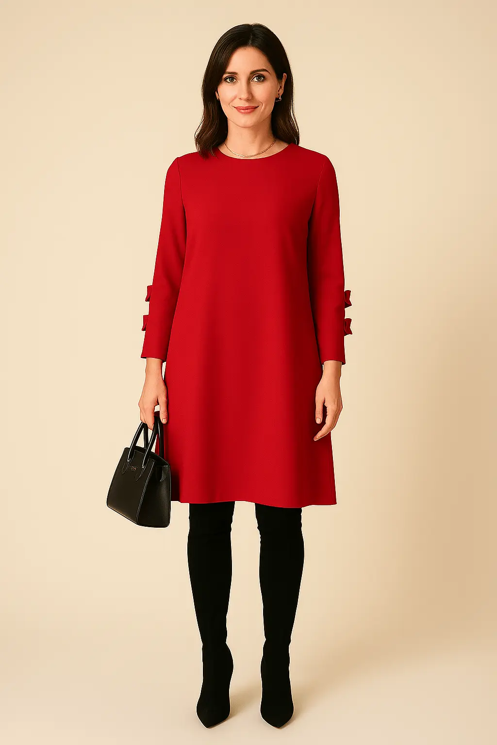 Robe Droite D��contract��e avec D��tail N?uds �C ��l��gance Simple pour le Quotidien