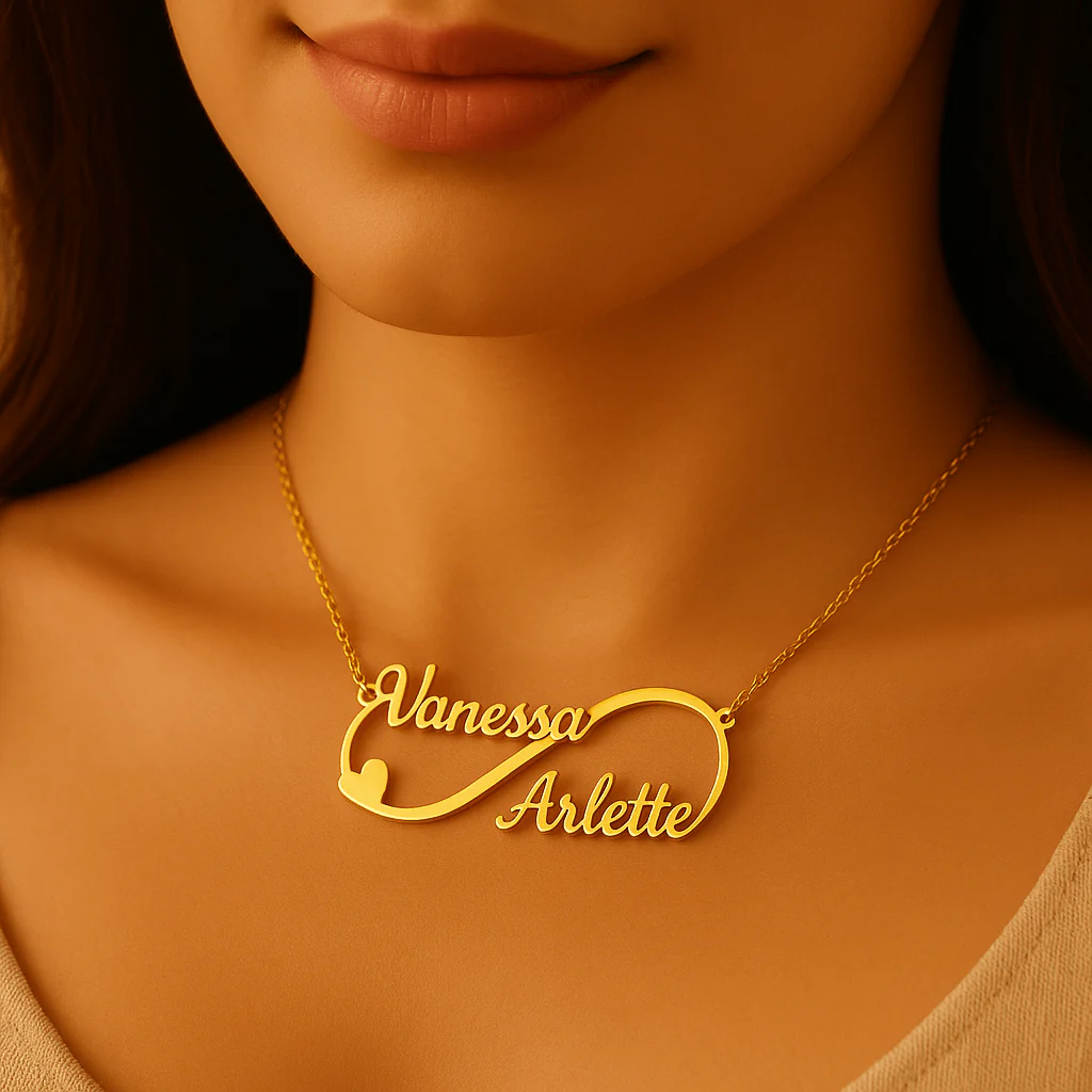 Collier Infini Personnalis�� Deux Pr��noms �C Acier Inoxydable