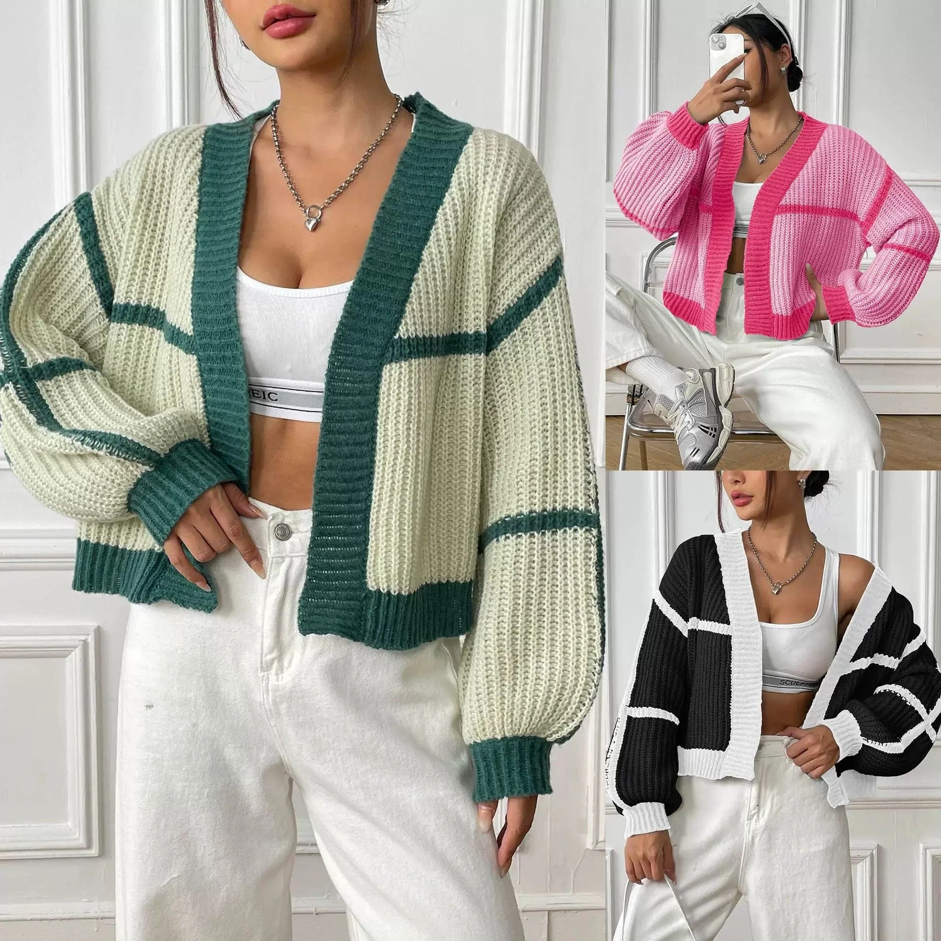 Cardigan structur�� �� bords contrastants - chic et moderne - MAX FOR ME
