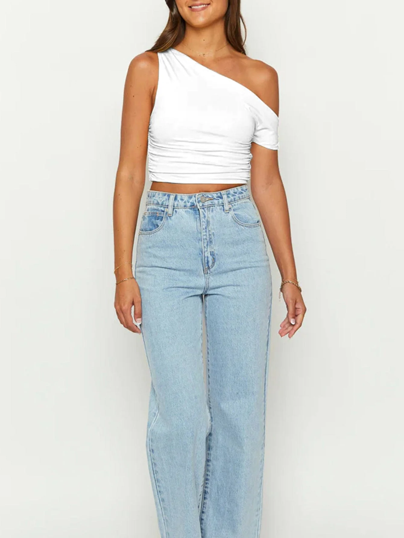 Top ��paule Nue  �C Coupe Asym��trique Moderne et ��l��gante