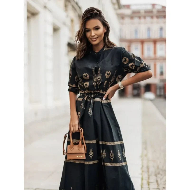 Ensemble jupe et chemisier �� motifs ethniques - l'allure sophistiqu��e - MAX FOR ME